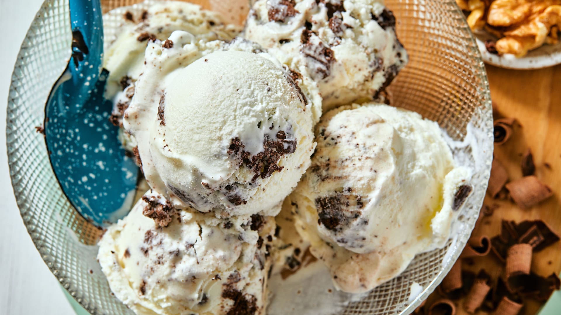 SMC ice cream in a bowl with blue spoon