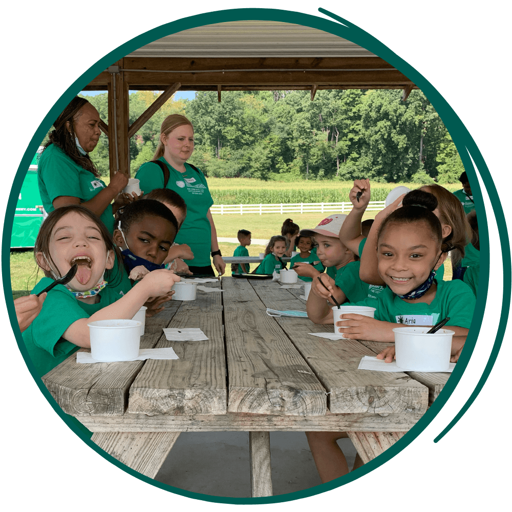 SMC-Website-Re-Skin-private-tours-7-25 children eating ice cream at a picnic table.