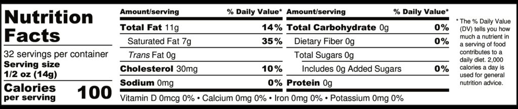 Unsalted butter nutritional information